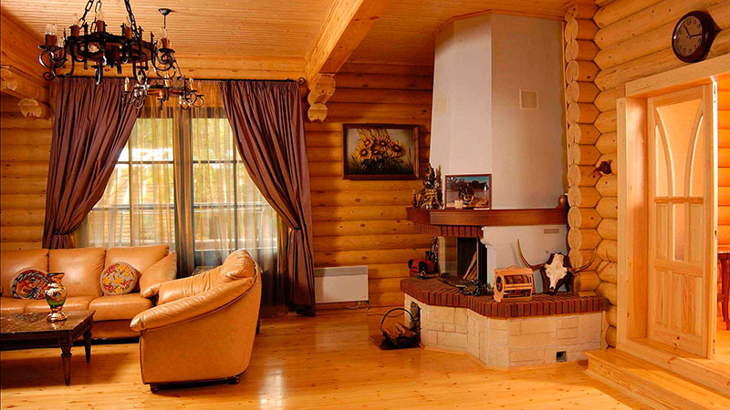 фотография интерьера деревянного дома из бруса